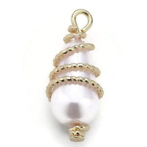 Pearl wrapped in gold filled wire charm